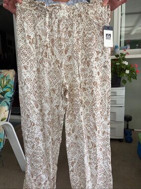 Reef Cream & Tan Tribal-Print Wide-Leg Pants